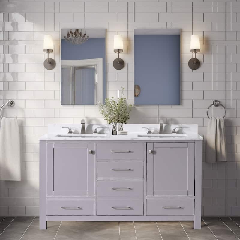 Bathlet 48 in. W Double Sinks Bath Vanity in Grey with Marble Top