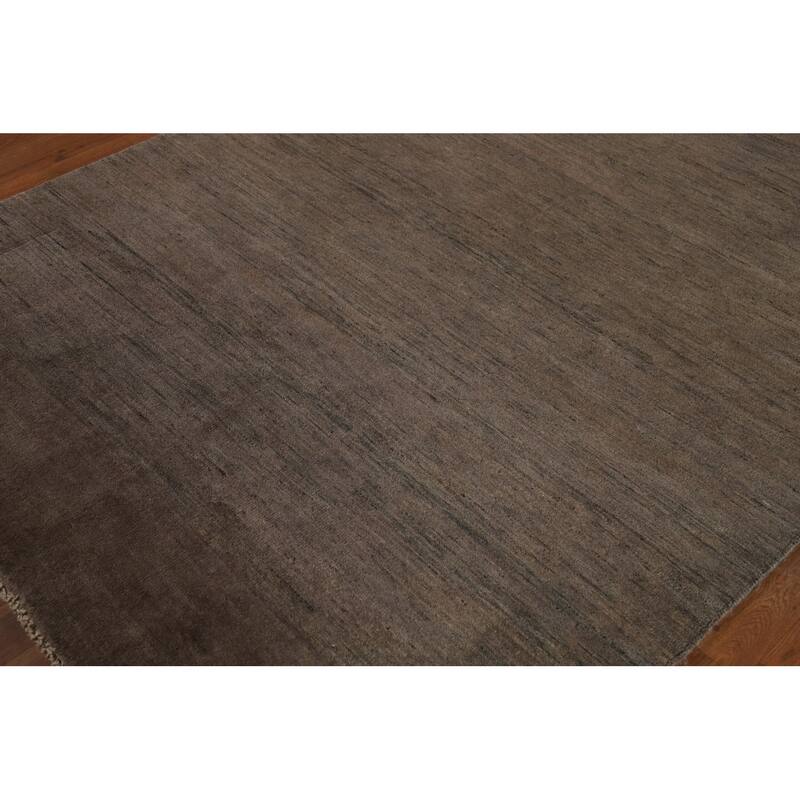 Dark Brown Gabbeh Oriental Rug Hand-Knotted Wool Carpet - 5'1" x 6'8"