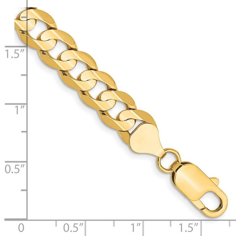 Curata 14k 7.5mm Open Concave Curb Chain Bracelet