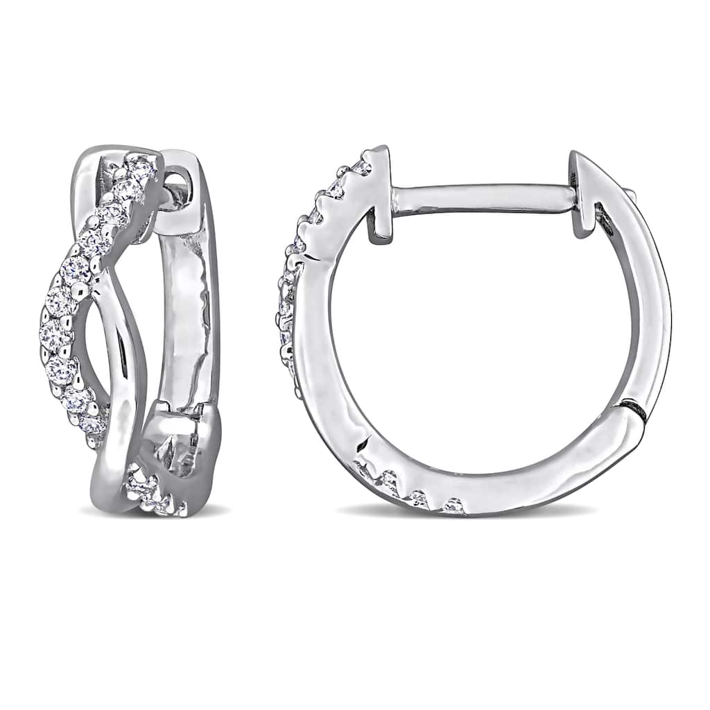 Miadora 1/8ct DEW Created Moissanite Hoop Earrings in Sterling Silver