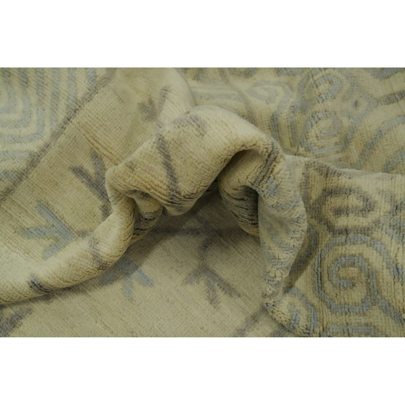 Handmade Wool Oushak Vegetable Dye Area Rug, Floral Geometric carpet - 11' 7'' X 9' 2''