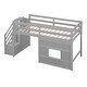 preview thumbnail 8 of 16, Twin Loft Bed with Storage Staircase & Window, Gray