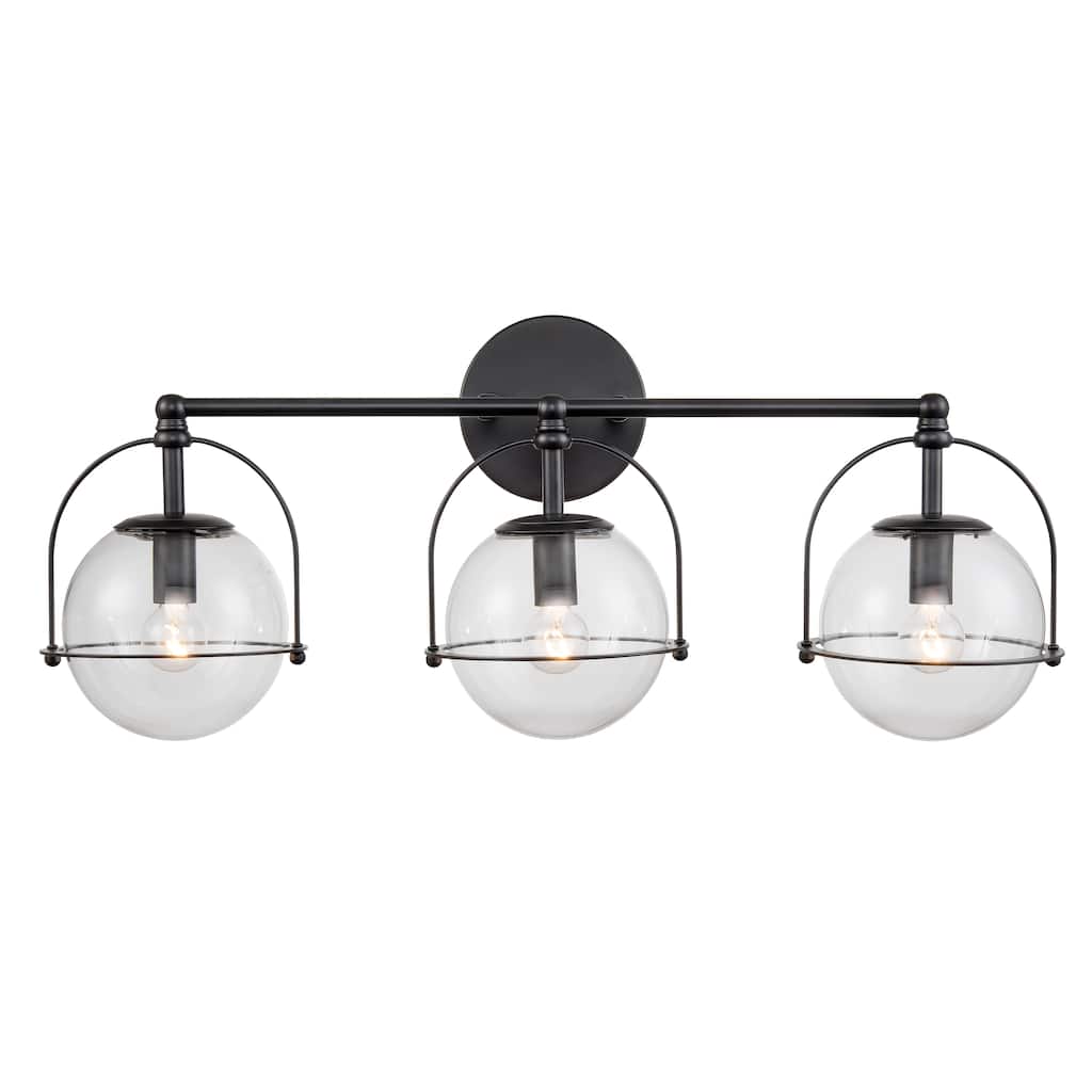 Elk Home Langford Matte Black With Clear Glass 3 Light Vanity Light