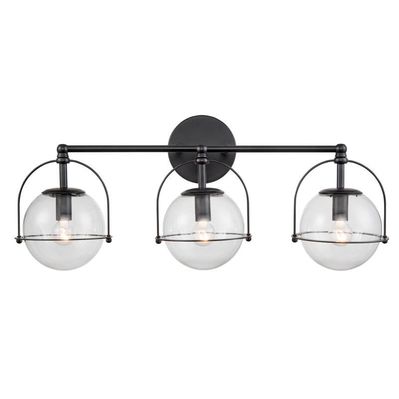 Elk Home Langford Matte Black With Clear Glass 3 Light Vanity Light