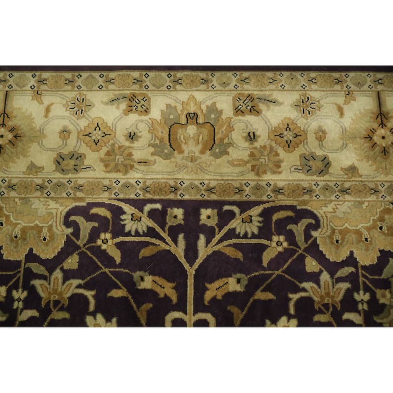 Hand Knotted Oriental 100% Wool Carpet Traditional All-Over Purples Agra Area Rug - 11' 11'' X 9' 0''