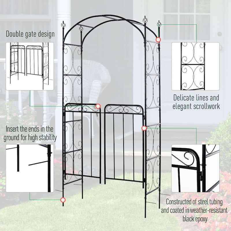 Outsunny Decorative Garden Trellis with Two Latched Doors for Climbing Vines & Weddings