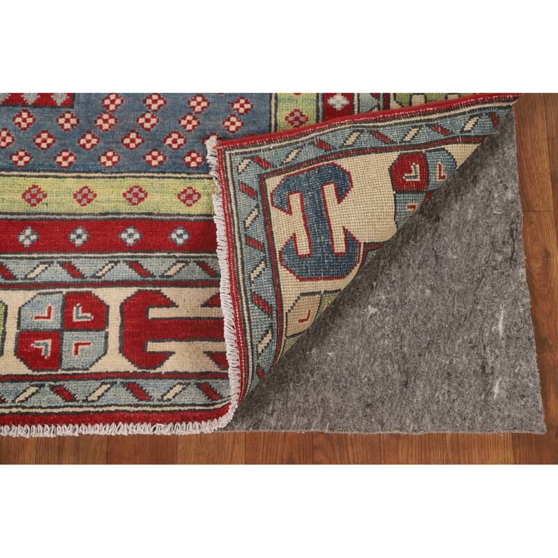 Geometric Kazak Area Rug Hand-Knotted Wool Carpet - 5'0" x 6'5"