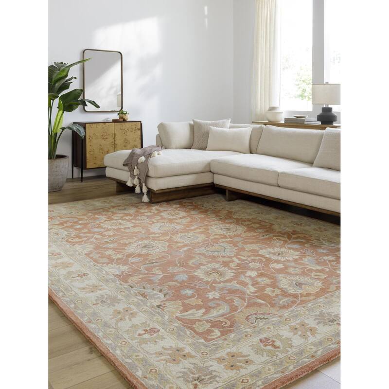 Livabliss Caesar Updated Traditional Border Area Rug. - 9' x 12' - Rust - Rectangle