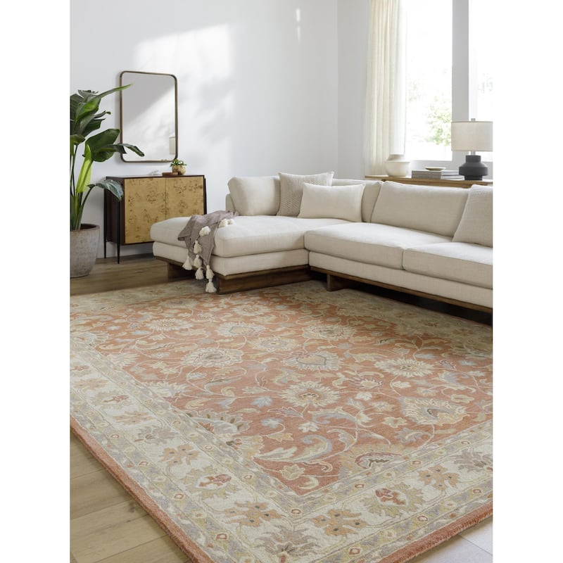 Livabliss Caesar Updated Traditional Border Area Rug. - 9' x 12' - Rust - Rectangle