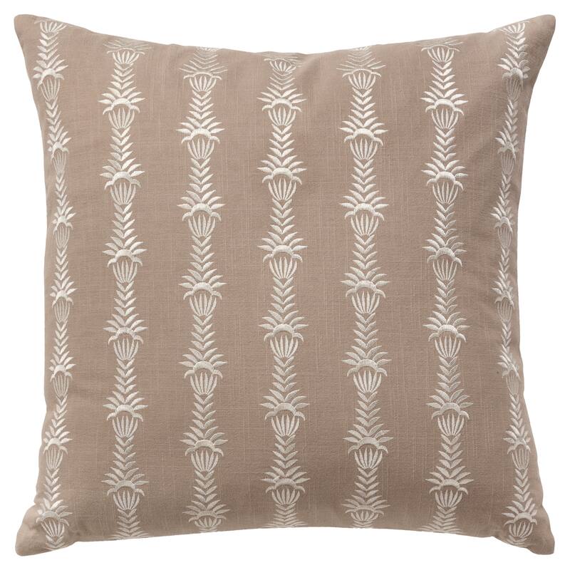Rizzy Home Embroidered Throw Pillow Cover - Taupe