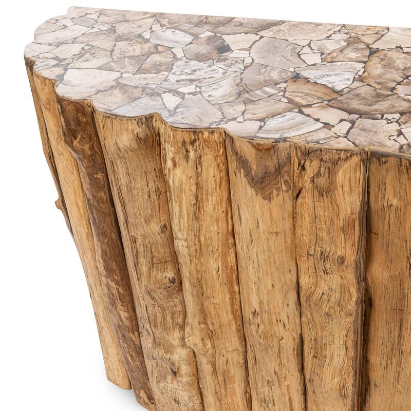 Classic Home Norwest Petrified Teak Wood Console Table