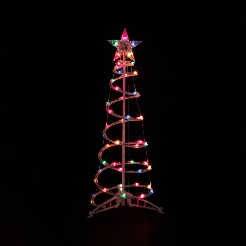 3ft Lighted Spiral Cone Tree Outdoor Christmas Decoration Multi Lights - White