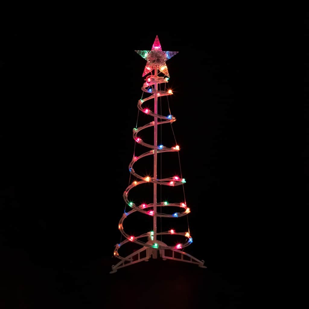 3ft Lighted Spiral Cone Tree Outdoor Christmas Decoration Multi Lights - White
