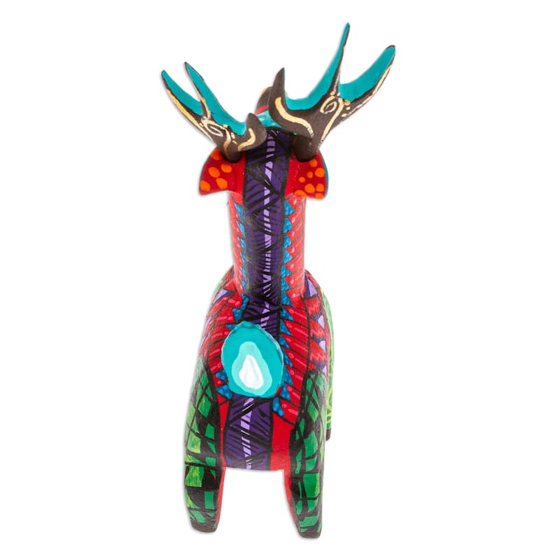 Novica Handmade Charming Crimson Deer Wood Alebrije Figurine