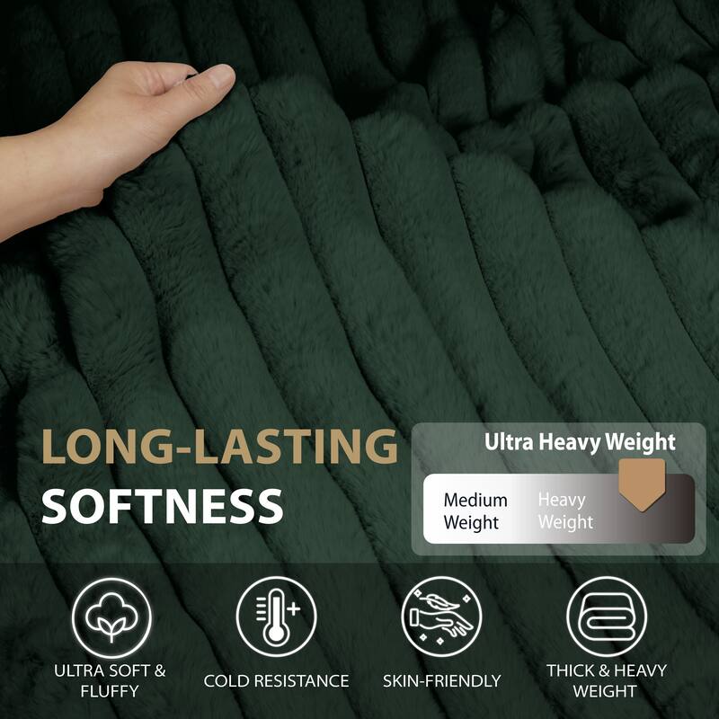 Luxury Reversible Textured Stripe Faux Fur & Velvet Throw