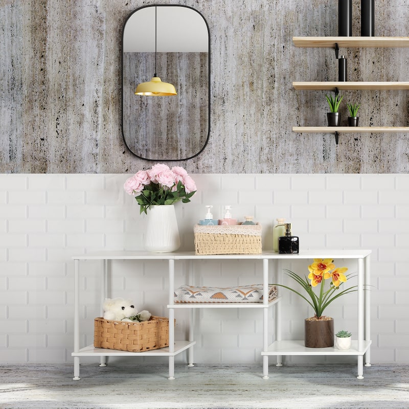 TV Stand for TVs, Entertainment Center with Open Storage Shelves, TV Media Console Table