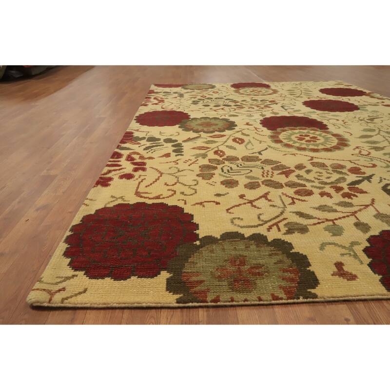 All-Over Floral Indian Area Rug 7x10 - 10' 1'' X 6' 7''
