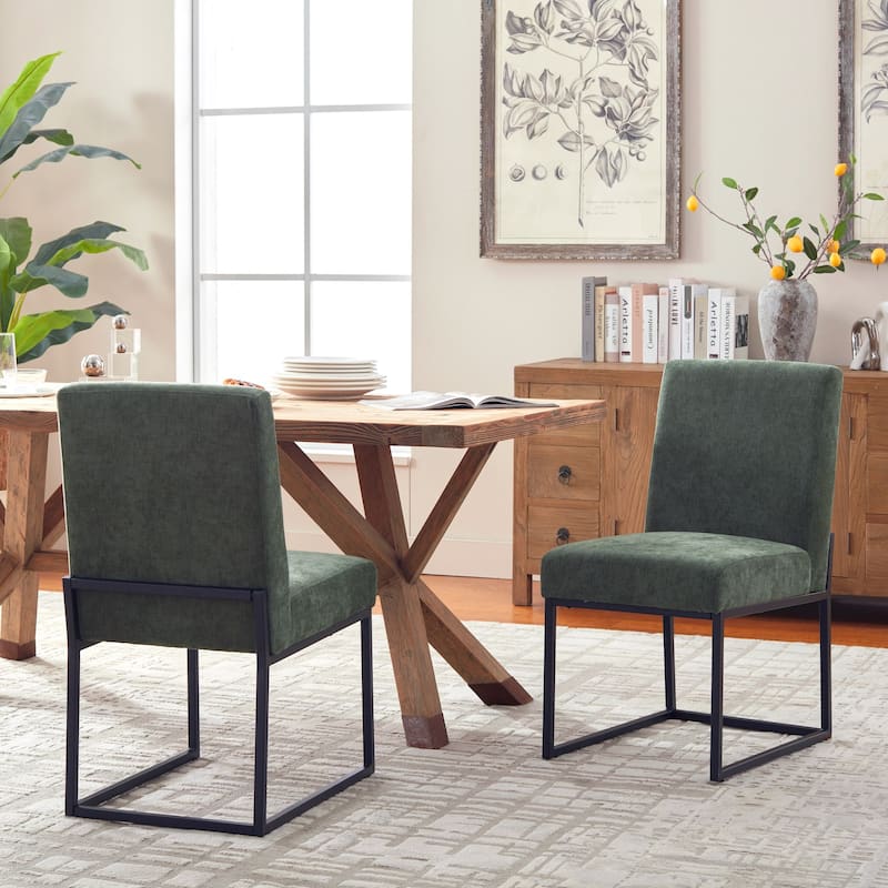 Mid Century Modern Dining Chair with Black Metal Legs