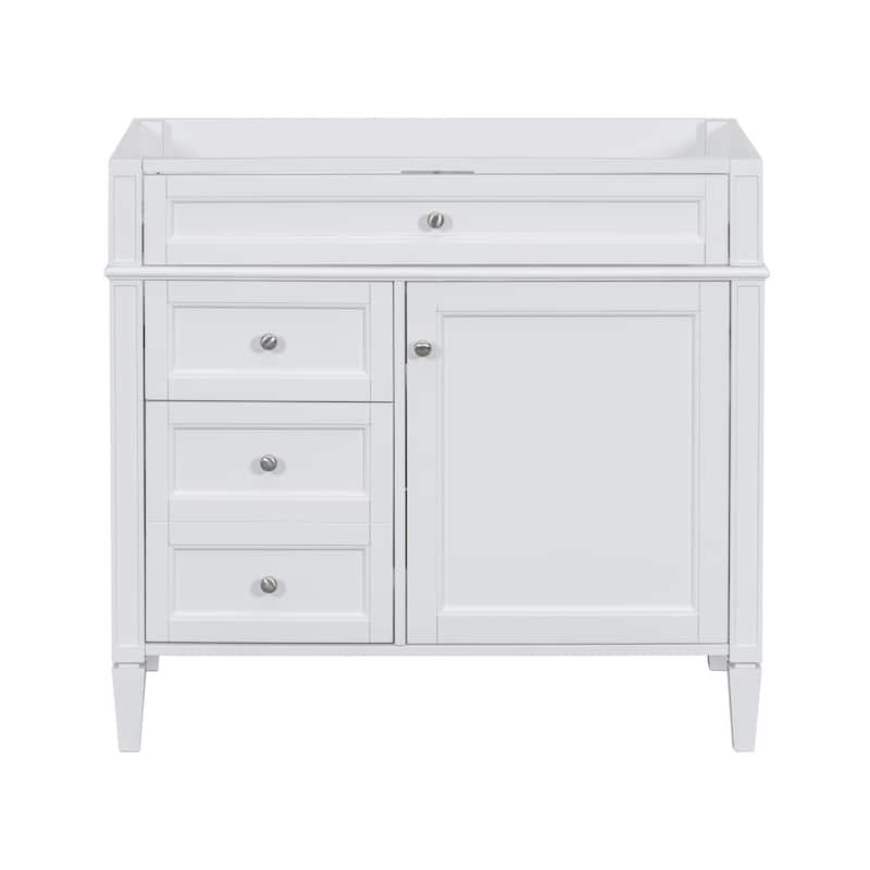 Roomfitters 36" Vanity Base Only, Solid Wood Cabinet with 2 Drawers and Tip-out Tray, Freestanding Bathroom Storage
