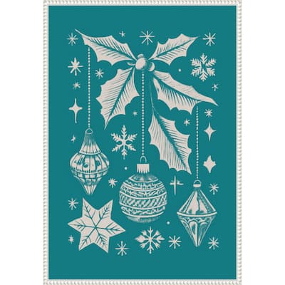 Bells and Baubles: Holiday Ornament Poster by Casa Cartissi (23 x 33 in.), Framed Canvas Wall Art Print - Sylvie Beaded White