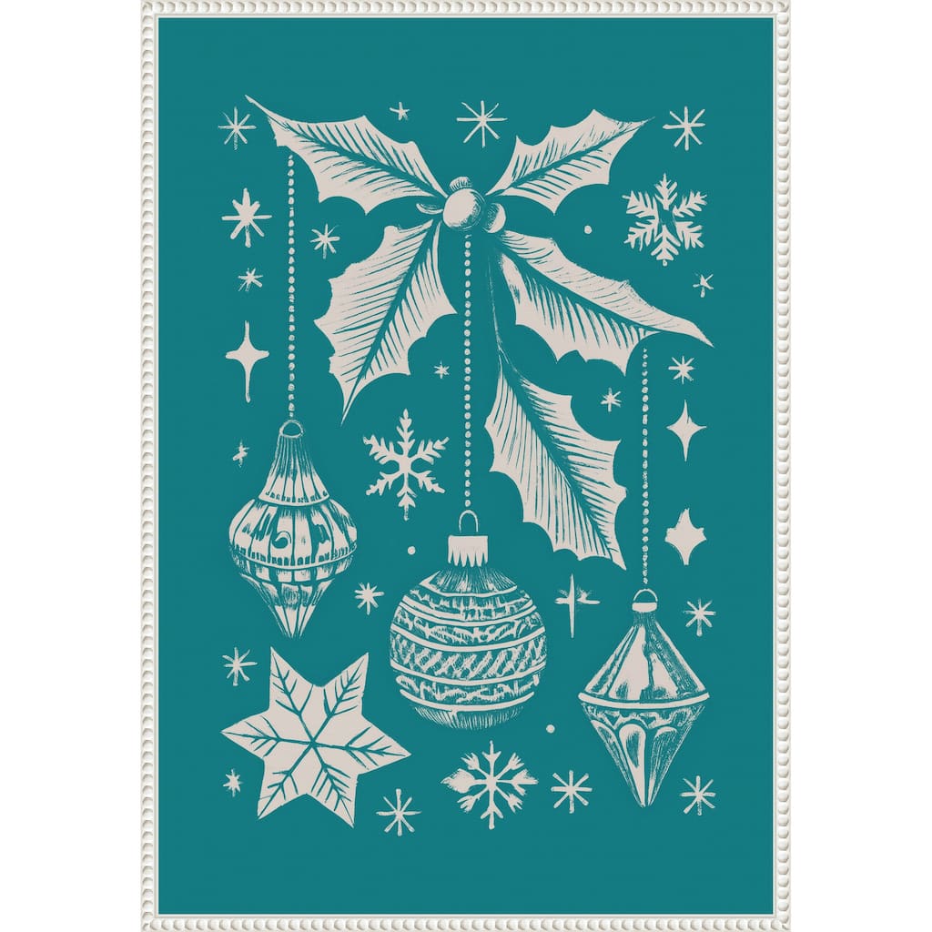 Bells and Baubles: Holiday Ornament Poster by Casa Cartissi (23 x 33 in.), Framed Canvas Wall Art Print - Sylvie Beaded White