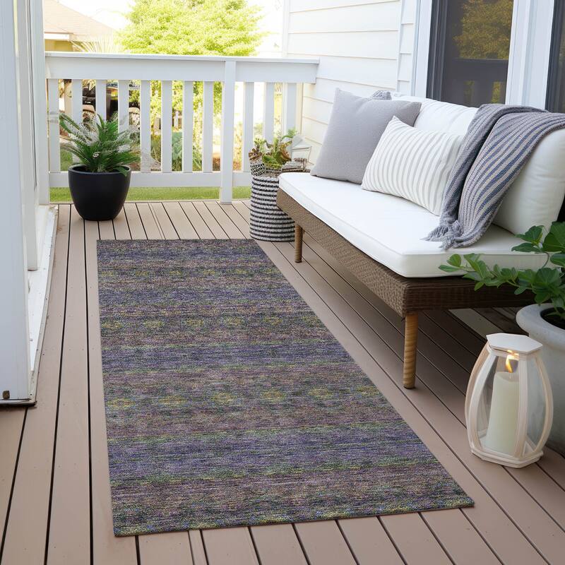 Machine Washable Indoor/ Outdoor Chantille Ombre Stripes Rug