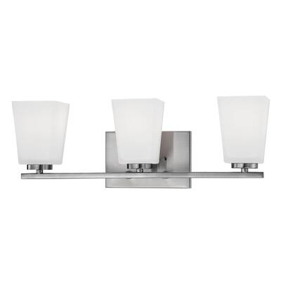 Millennium Lighting 3 Light Bathroom Vanity Fixture with Frosted Glass Shades