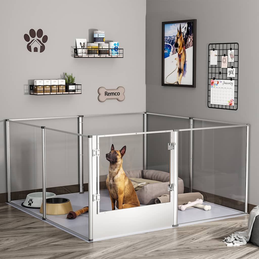 Acrylic Dog Playpen Fence Exercise Play Pen for Cats, Puppies, Rabbits