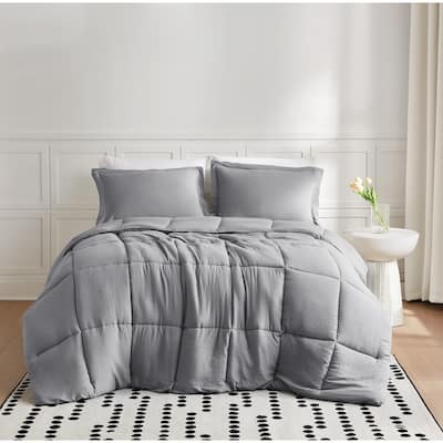 Truly Soft Garment Wash Solid Comforter Set