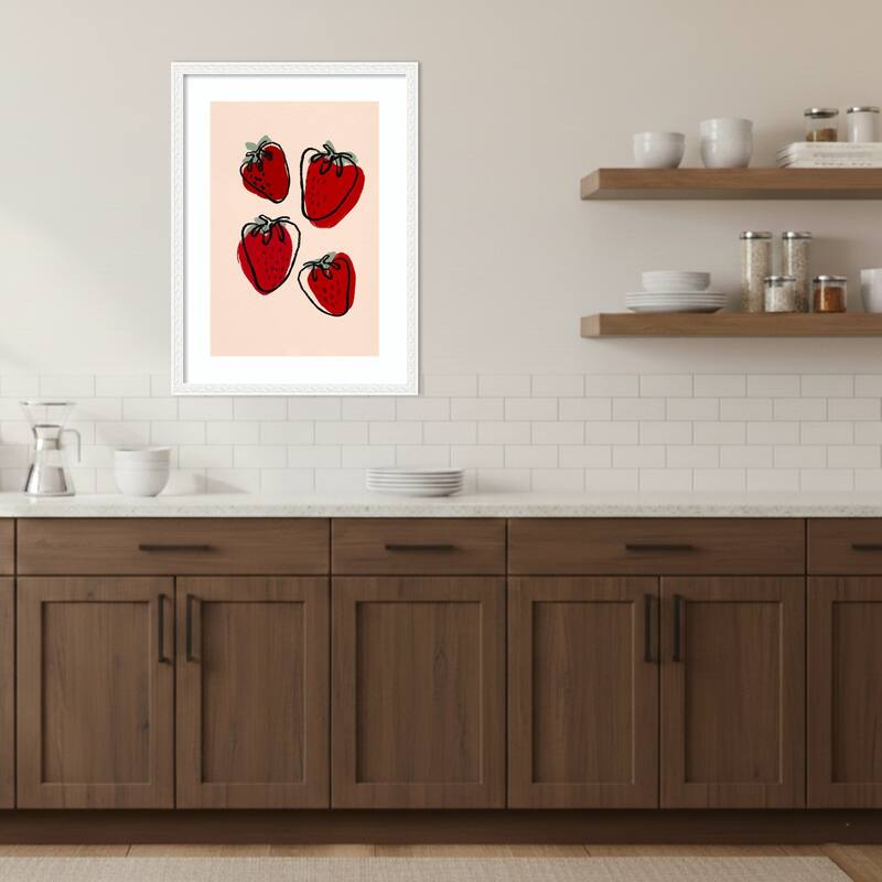 Berry Delight Sketch by Treechild Wood Framed Wall Art Print
