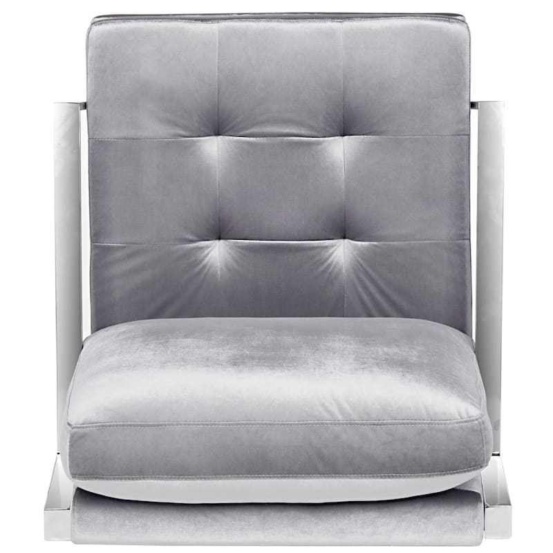 SAFAVIEH Mid-Century Modern Glam Walden Velvet Light Grey Club Chair - 30" x 33.5" x 34.3"