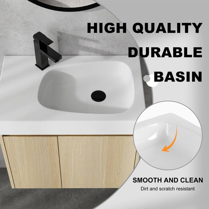 Bathroom Vanity With Sink In 16/20/24/30/36 Inch, Floating Bathroom Vanity With Soft Close Door