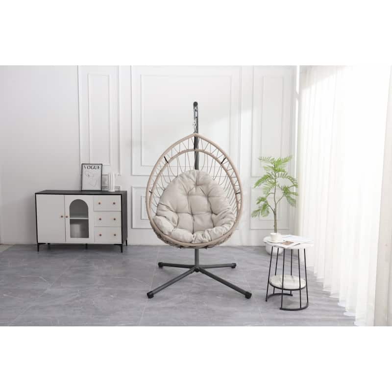 Elegant Outdoor Egg-Shaped Hanging Chair with Stand