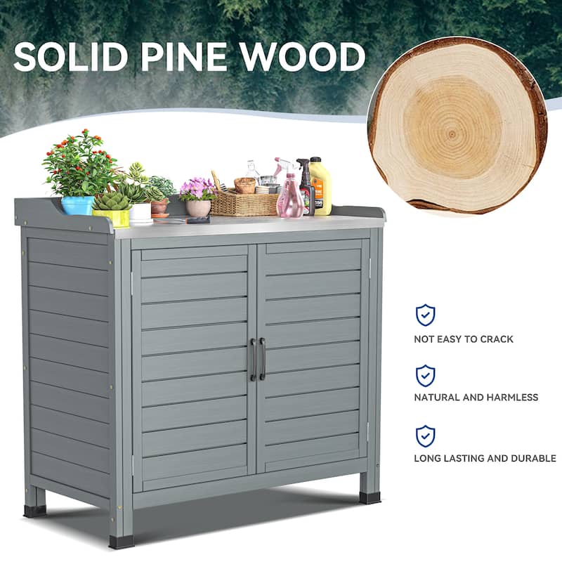 Moasis Outdoor Garden Grey Potting Bench - 38.6"L x 38.6"W x 12.3"H