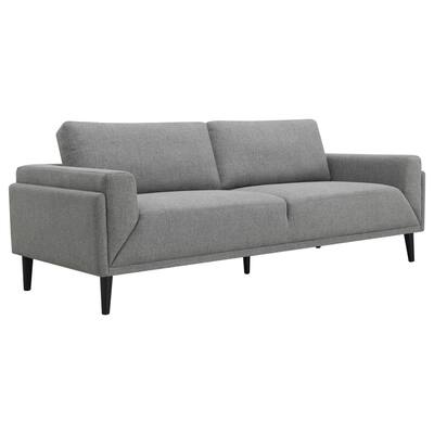 Fiza 87 Inch Sofa, Gray Polyester, Track Arms, Pocket Coils, Double Frame