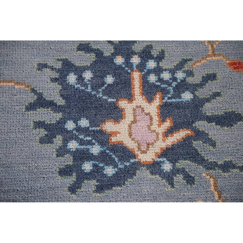 Blue Oushak Oriental Area Rug Handmade Bedroom Wool Carpet - 8'0" x 9'9"