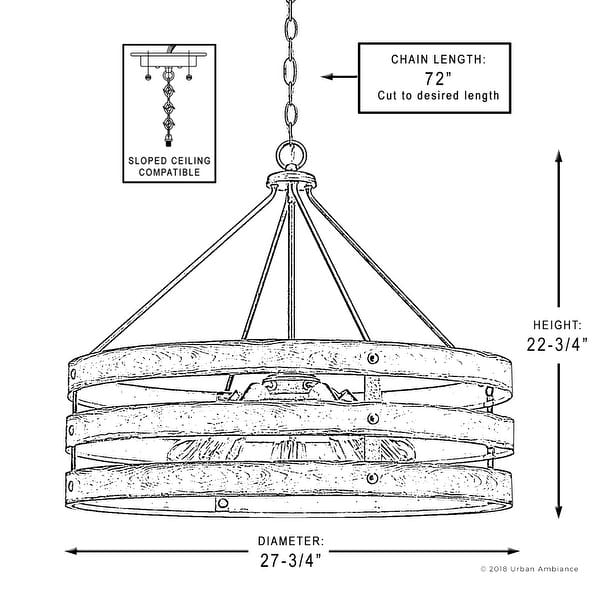 Luxury Modern Farmhouse Pendant Light, 22.75"H x 27.75"W, with Rustic Style, Galvanized Steel Finish by Urban Ambiance