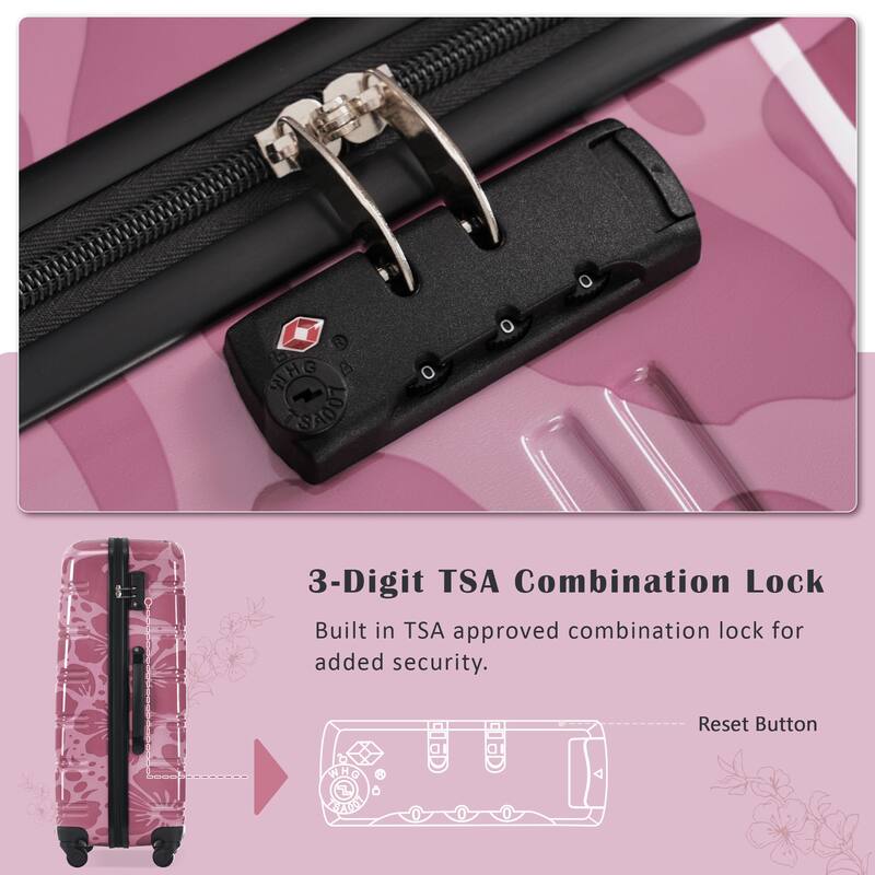 3-Piece, Modern Luggage Sets, Lightweight Luggage with Silicone Handles and Combination Lock, for Boarding Travel, Pink Purple