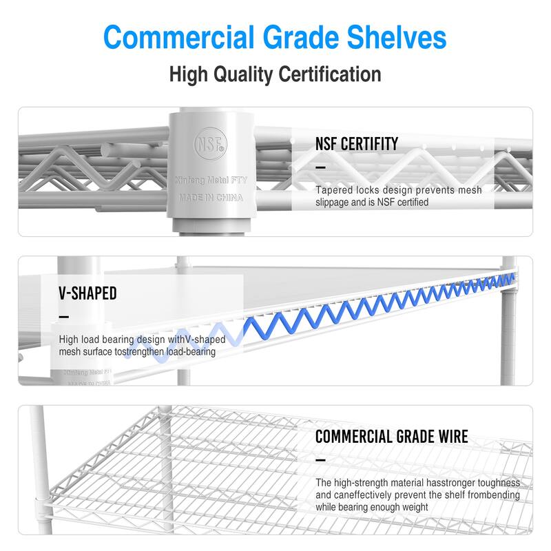 5 Tier Shelf Wire Shelvin,with Wheels & Shelf Liners