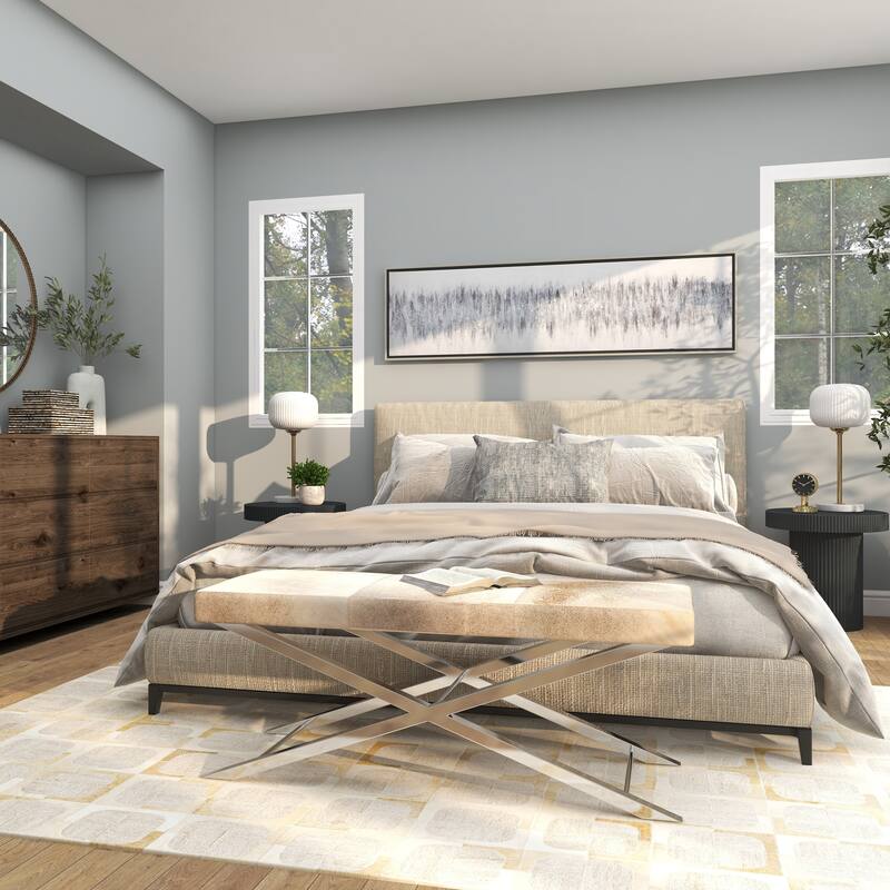 Gray Canvas Abstract Living Room Framed Wall Art with Silver Frame