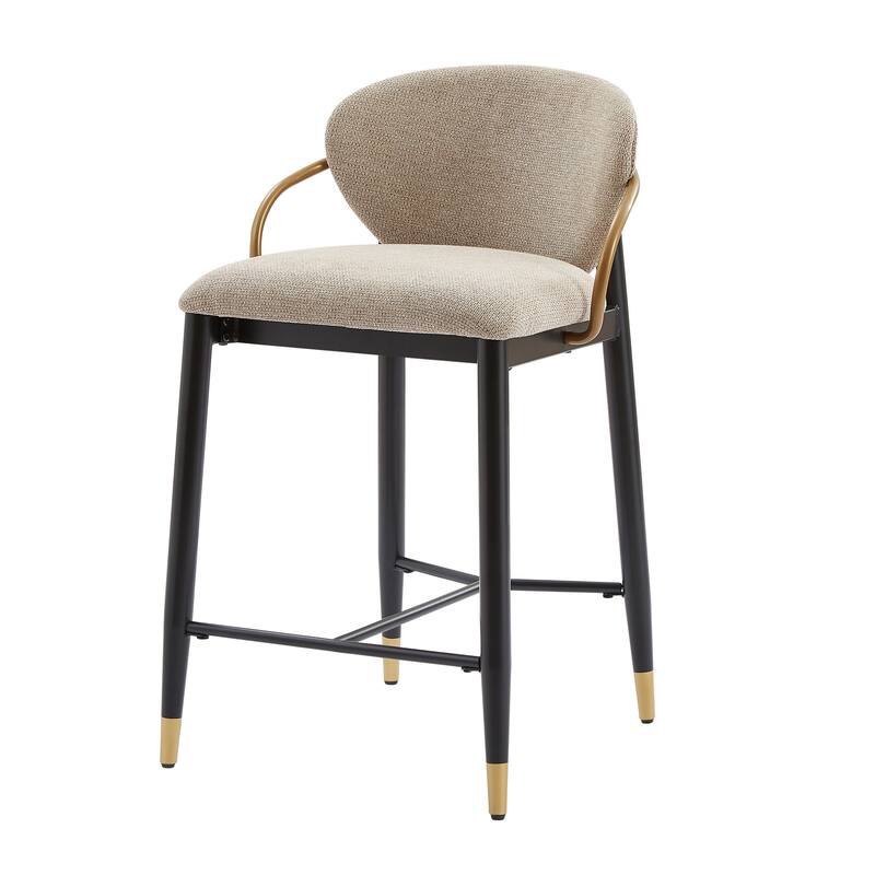 Christopher Knight Home - Mateo Modern Upholstered Counter Stool Set of 2 with Metal Frame and Supportive Back Design