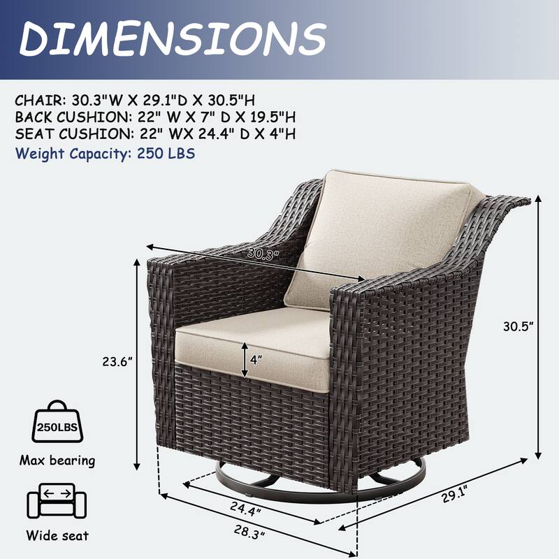 Cozywor Outdoor Patio Swivel Rattan Rocking Wicker Chair - N/A