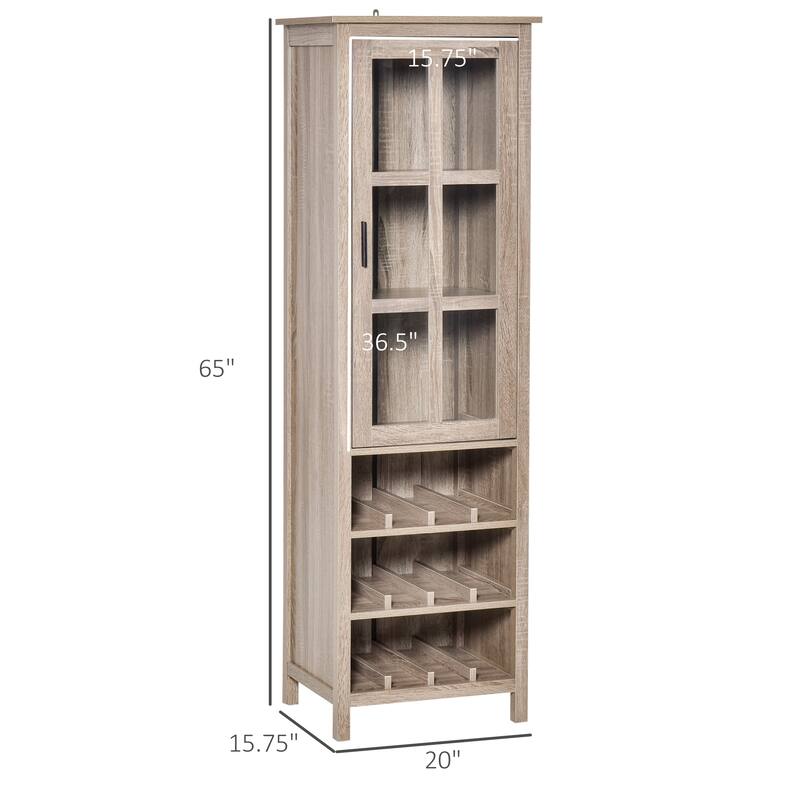 HOMCOM Wine Cabinet Bar Display Cupboard with Glass Door and 3 Storage Compartment for Home Bar - N/A