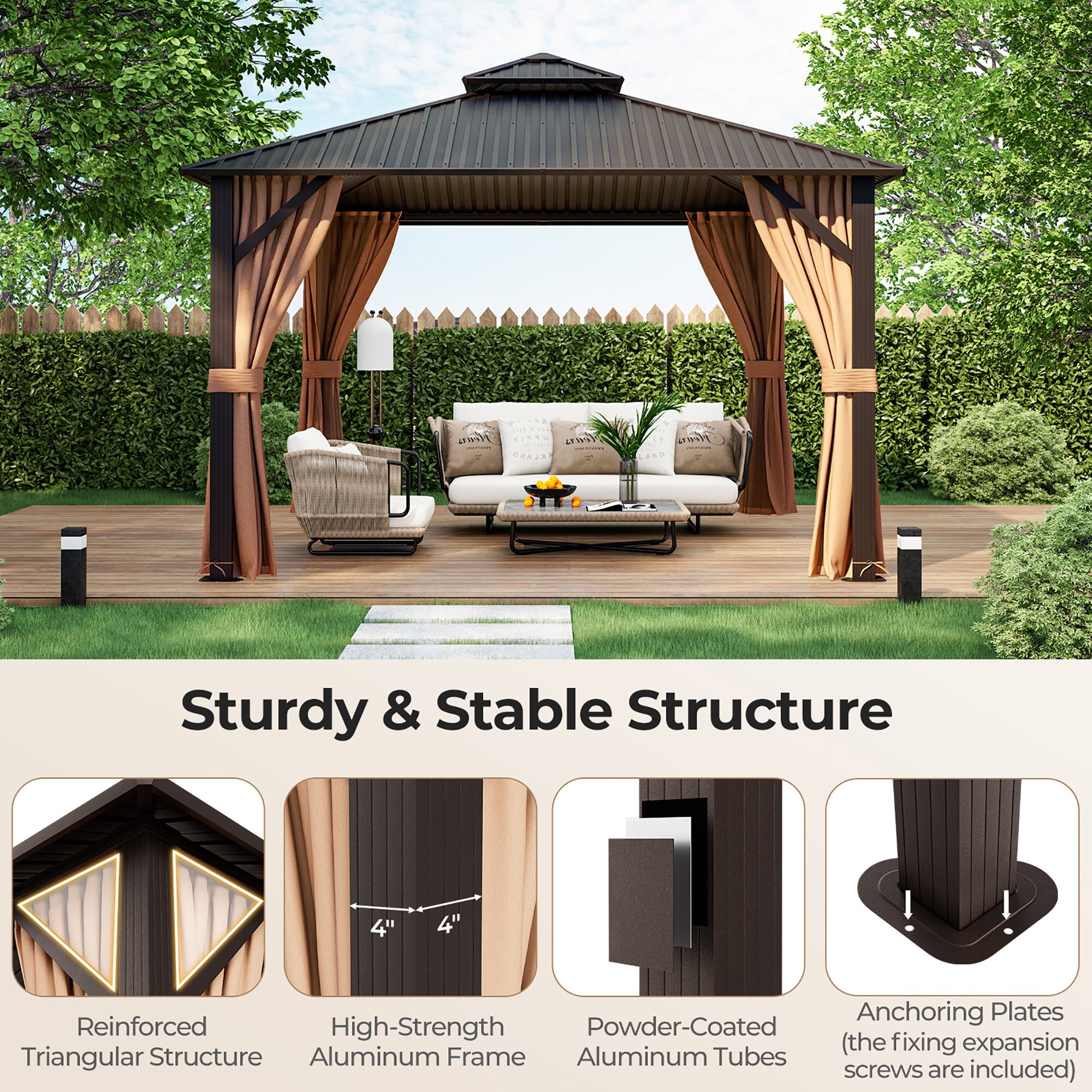 ビーツ12 kg Outsunny 12' x 10' Hardtop Gazebo Galvanized Steel Canopy