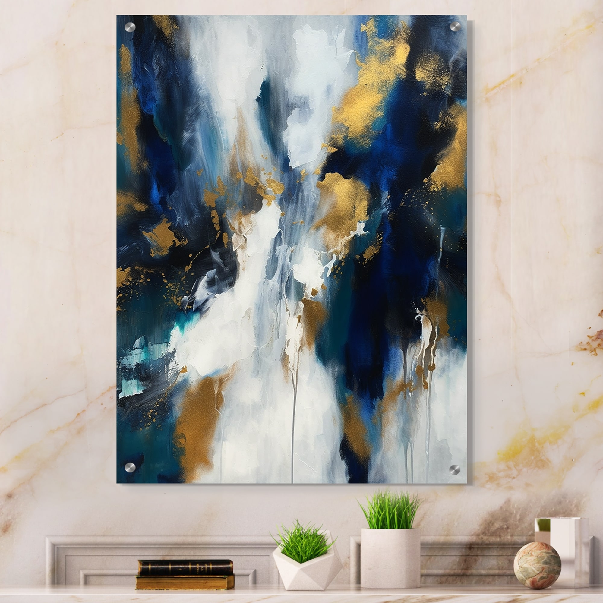 Blue Starlight 26x14 Modern Abstract Metal Wall Art Sculpture Decor - DV8 Studio