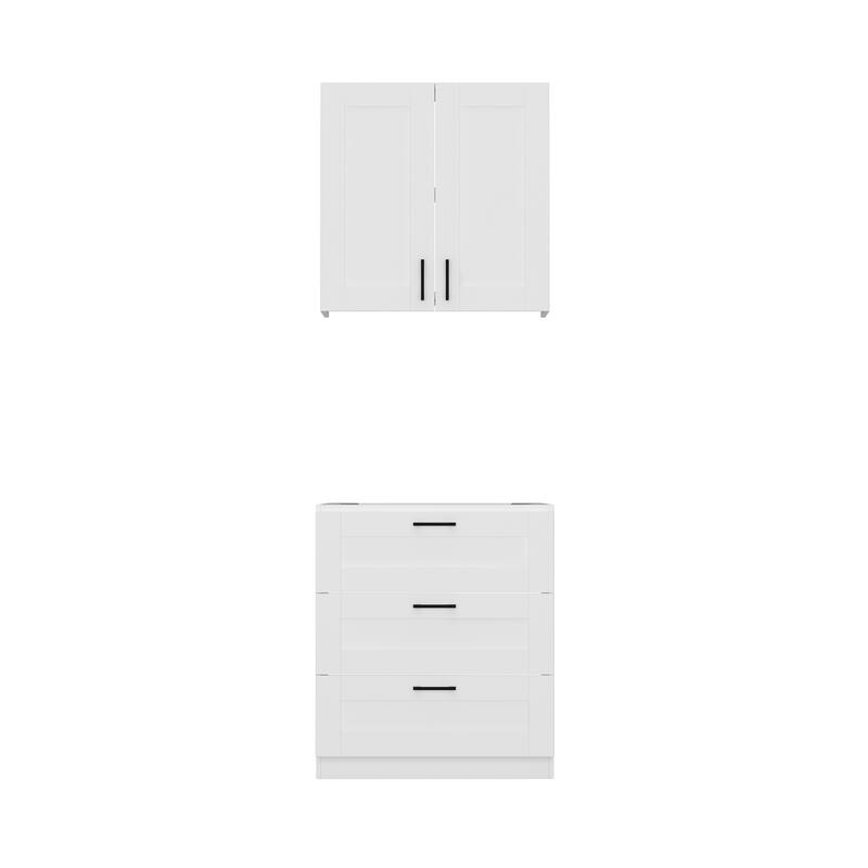 Modular White Kitchen Cabinet Set Customizable Base and Wall Cabinets Pantry Storage and DIY Countertop Design(Without desktop)