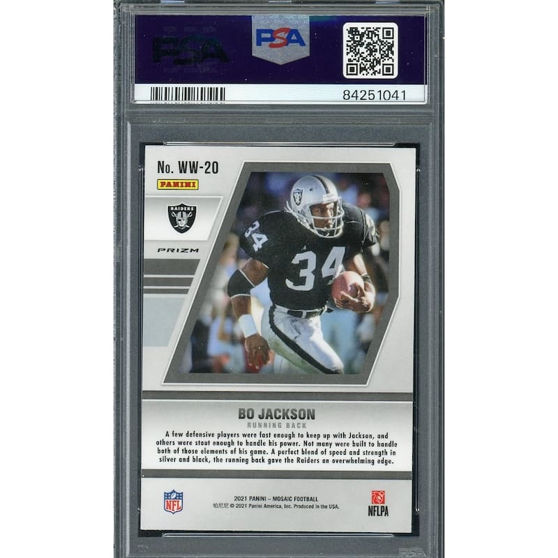 Bo Jackson 2021 Panini Mosaic Will to Win Football Card #WW20 Graded PSA 9 - 8'6" x 11'6"