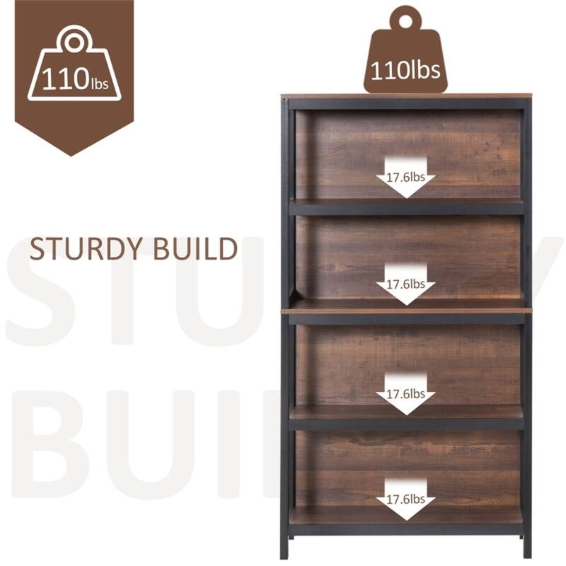 31.5" Wide Black-Brown Multi-Shelf Storage Organizer for Living Room Bedroom or Kitchen - 31.5" W x 11.75" D x 59.75" H