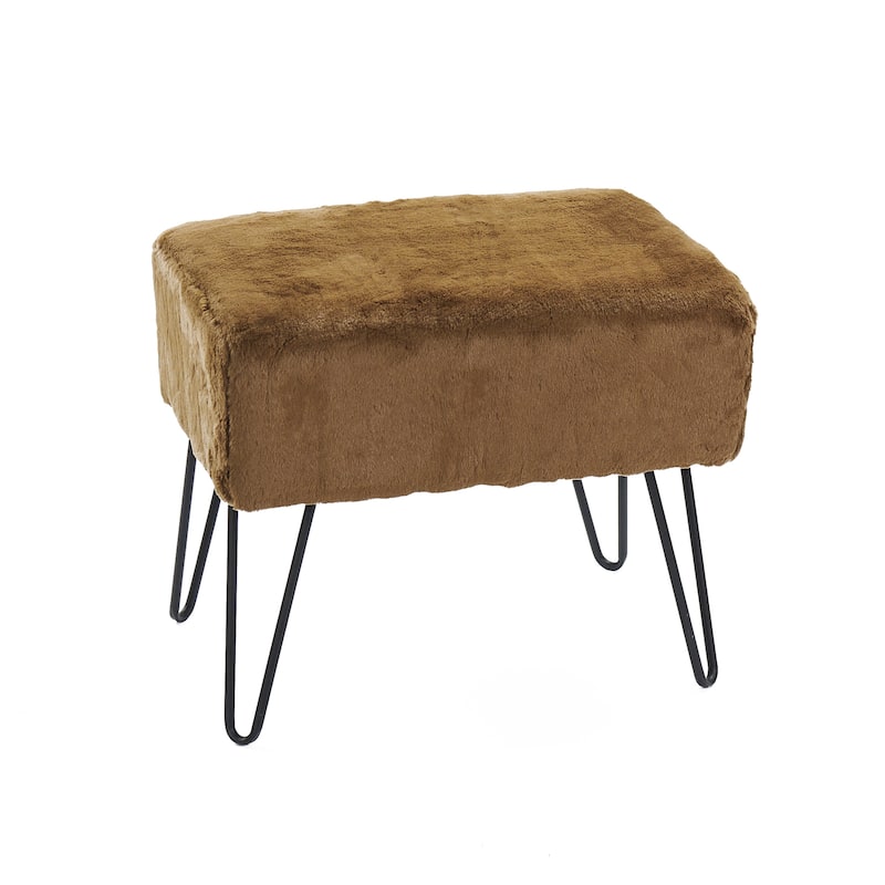 Serenta Solid Color Fauxfur Ottoman