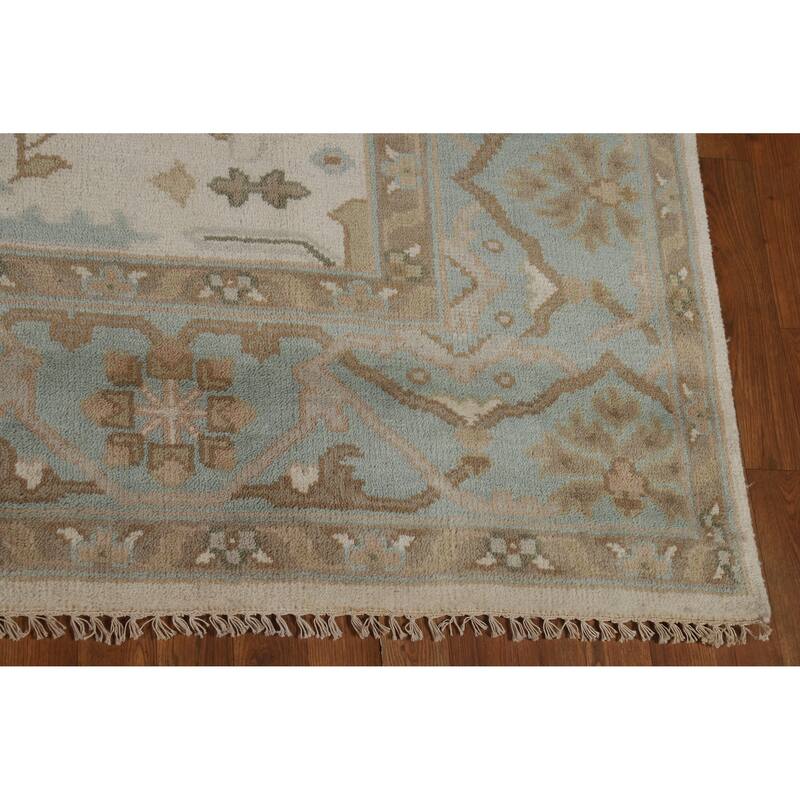 Transitional Oushak Indian Area Rug Hand-Knotted Wool Carpet - 7'10" x 9'10"